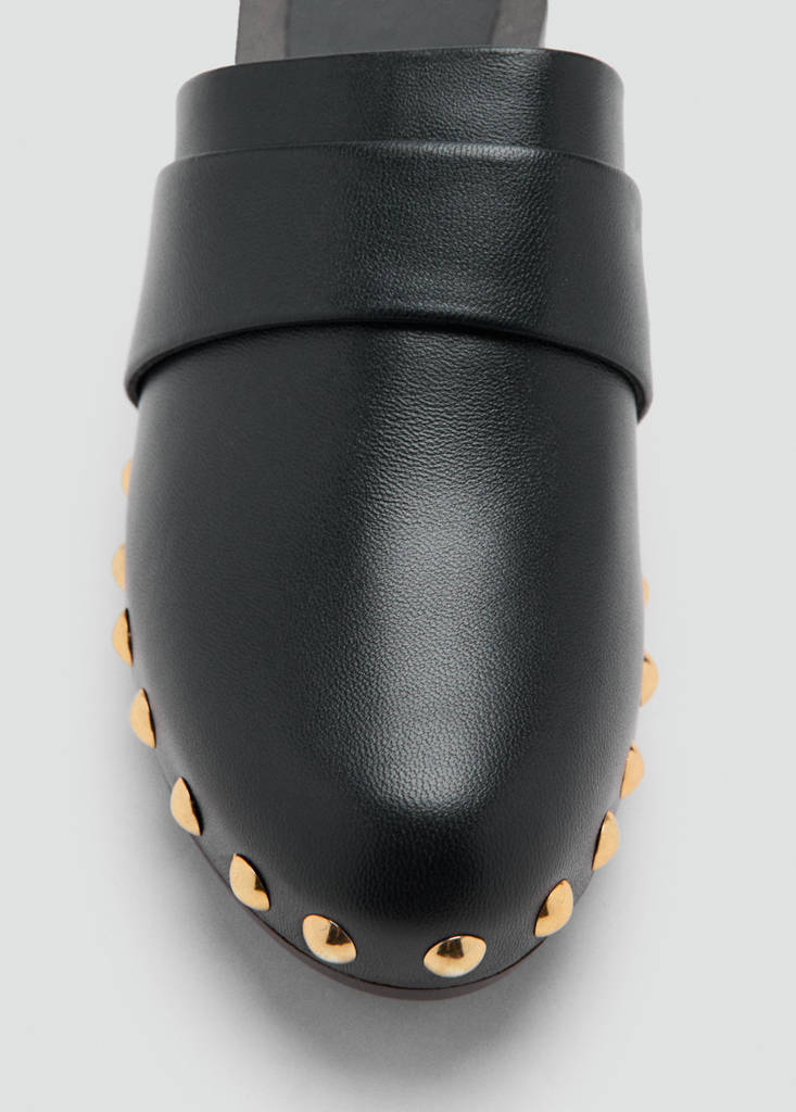 Studded leather clog — Black