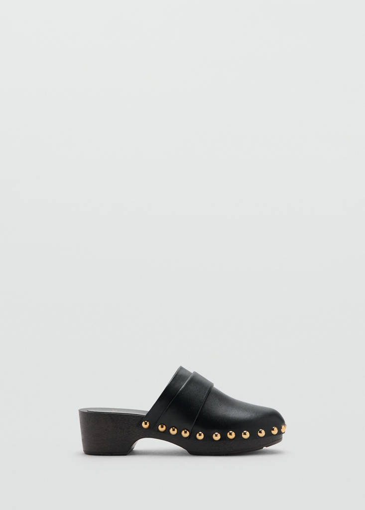 Studded leather clog — Black