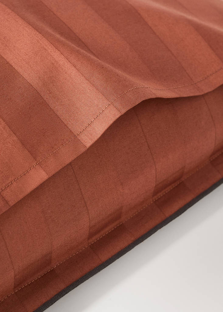 Sateen cotton striped pillowcases 300 thread count 50x75 cm — Cognac