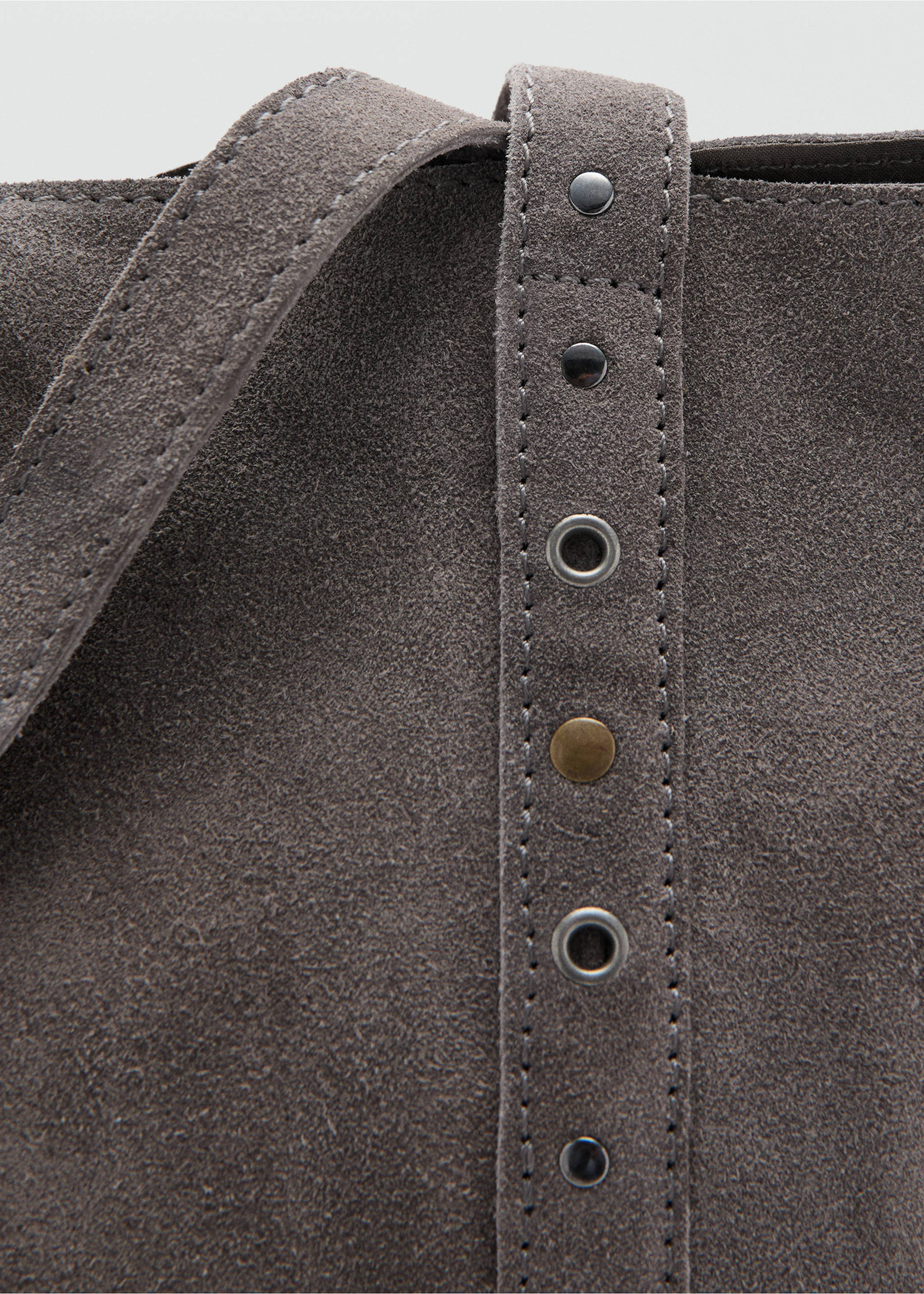 Leather tote bag - Details of the article 1, Grey. Ref: 37082905-00.
