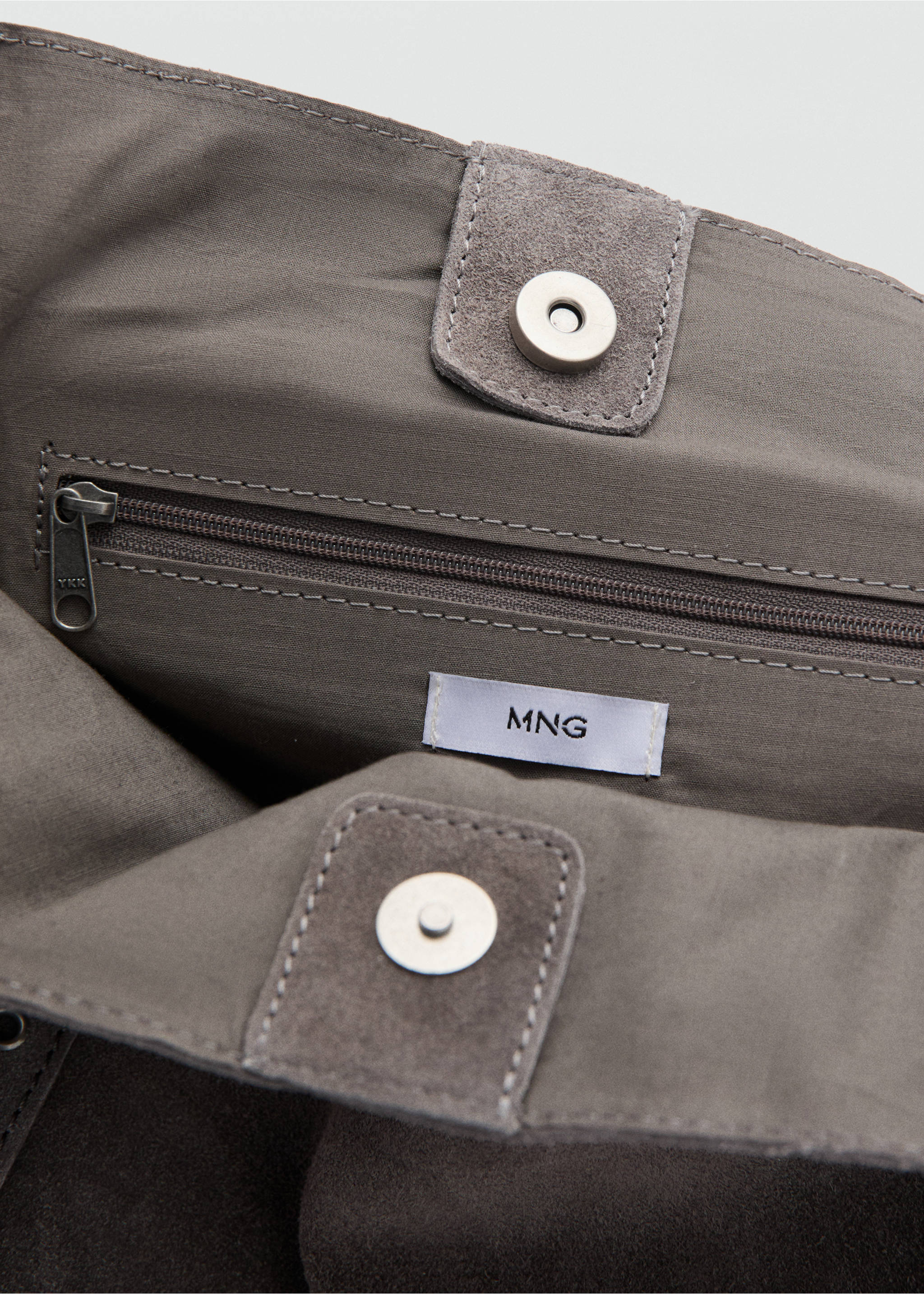 Leather tote bag - Details of the article 2, Grey. Ref: 37082905-00.
