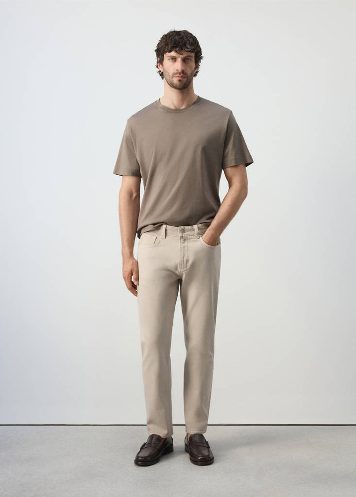 Jeansy Ben cropped tapered fit beżowy - Mężczyzna - 40 - MANGO MAN