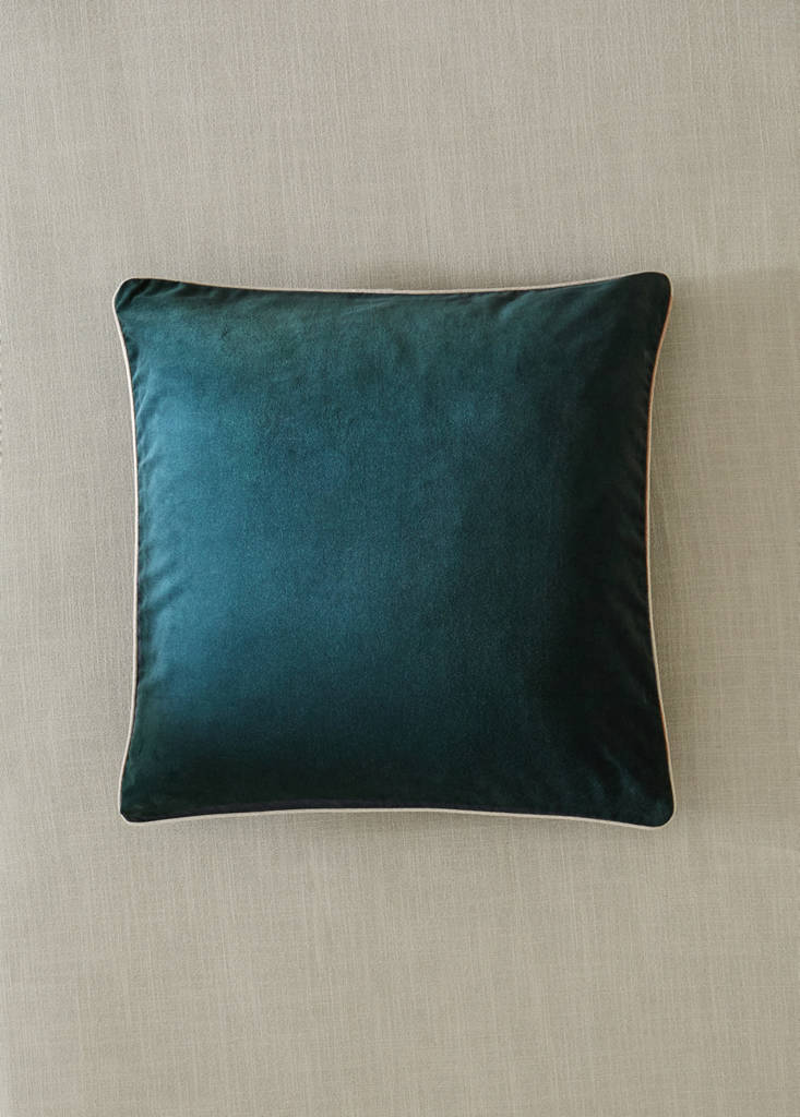 Velvet cotton garment-dye bed cushion cover 50x50 cm — Navy