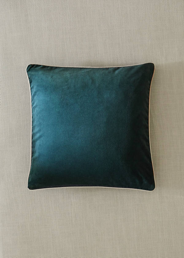 Velvet cotton garment-dye bed cushion cover 50x50 cm — Navy