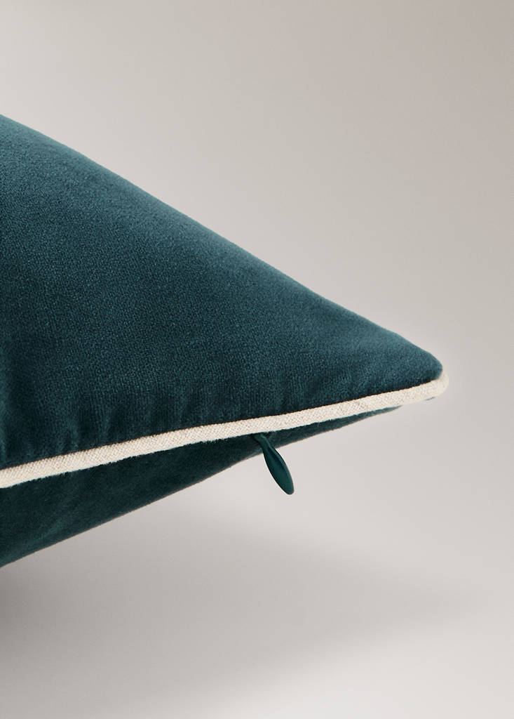 Velvet cotton garment-dye bed cushion cover 50x50 cm — Navy