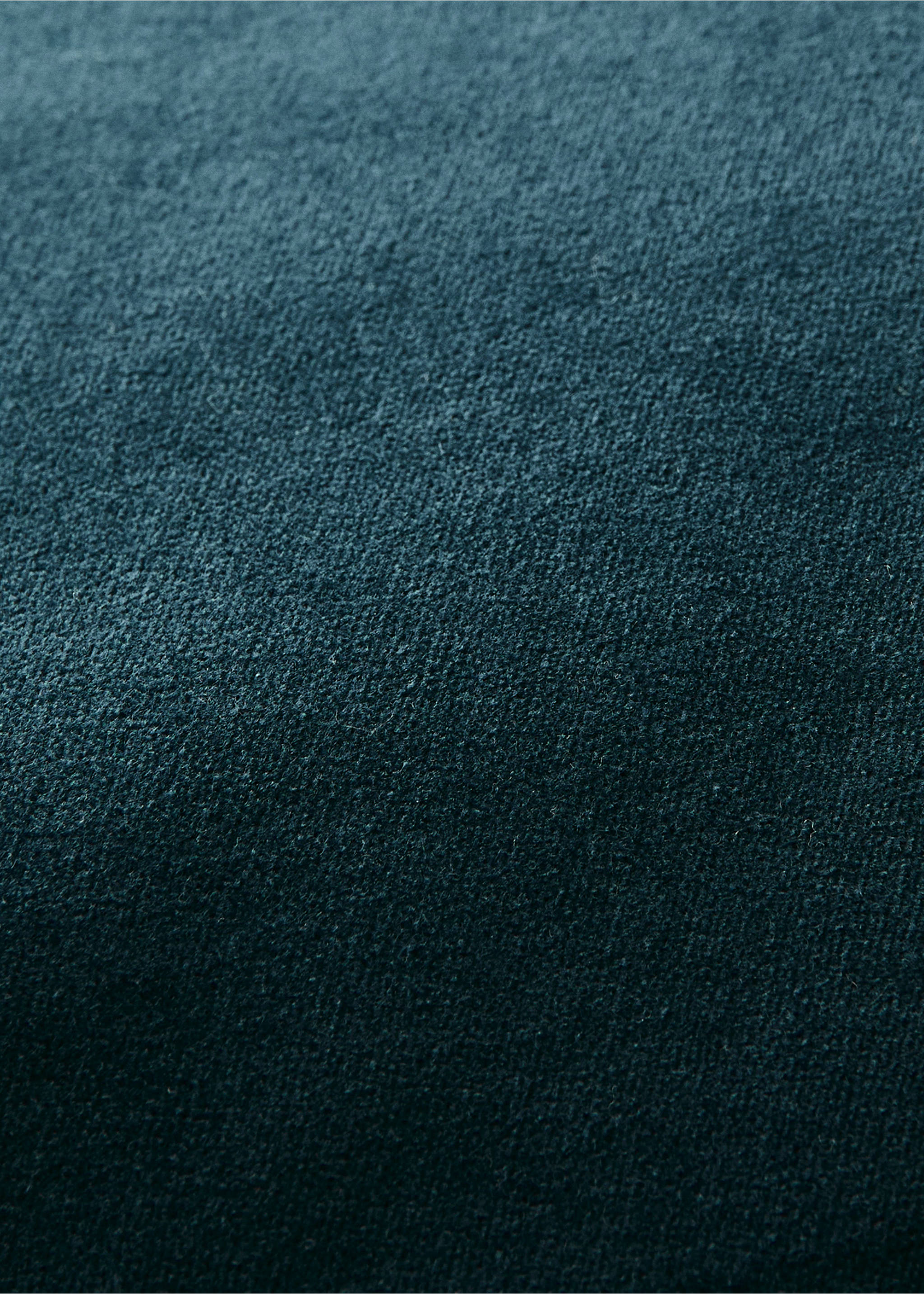 Close-up of the dark teal textured fabric of a bed cushion cover., Navy. Ref: 37082907-00.