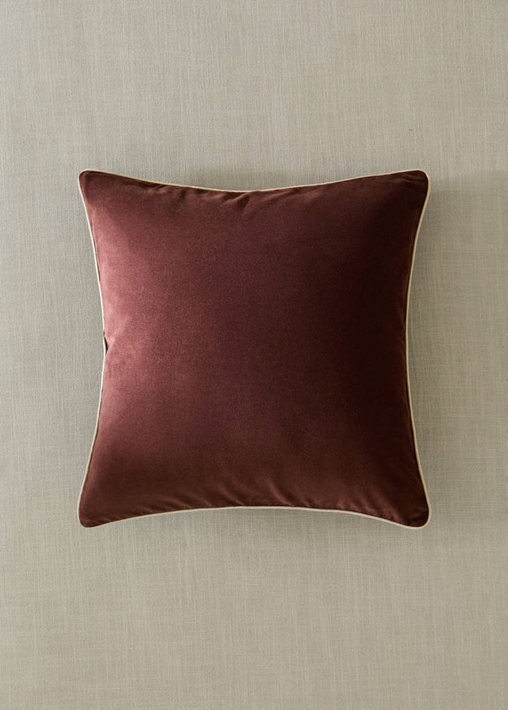 Velvet cotton garment-dye bed cushion cover 50x50 cm — Dark Red