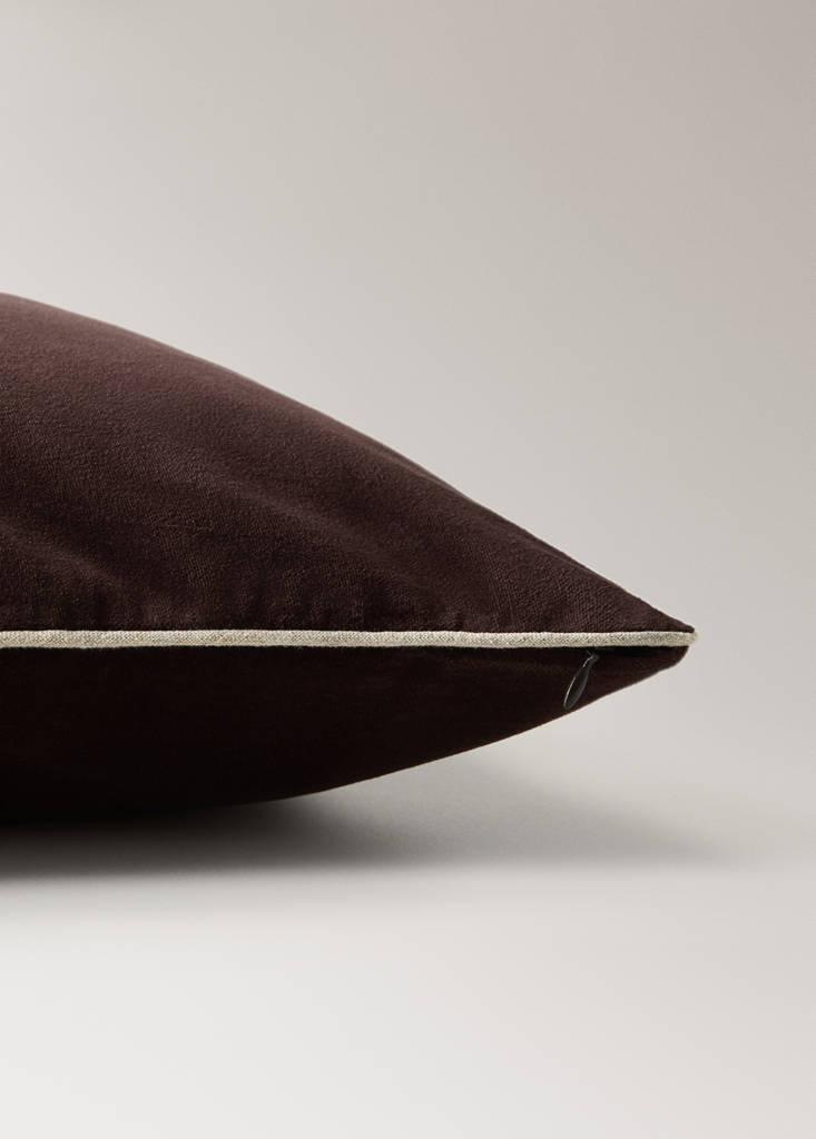 Velvet cotton garment-dye bed cushion cover 50x50 cm — Dark Red