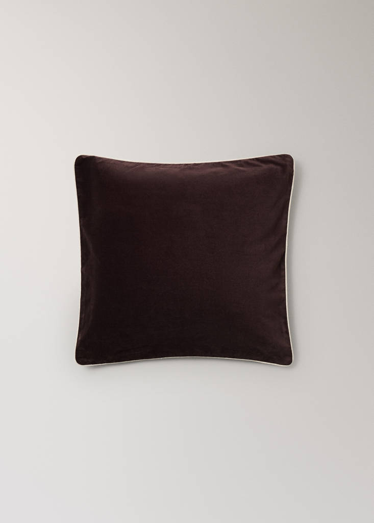 Velvet cotton garment-dye bed cushion cover 50x50 cm — Dark Red