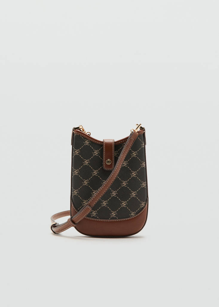 Logo print phone cover — Brown