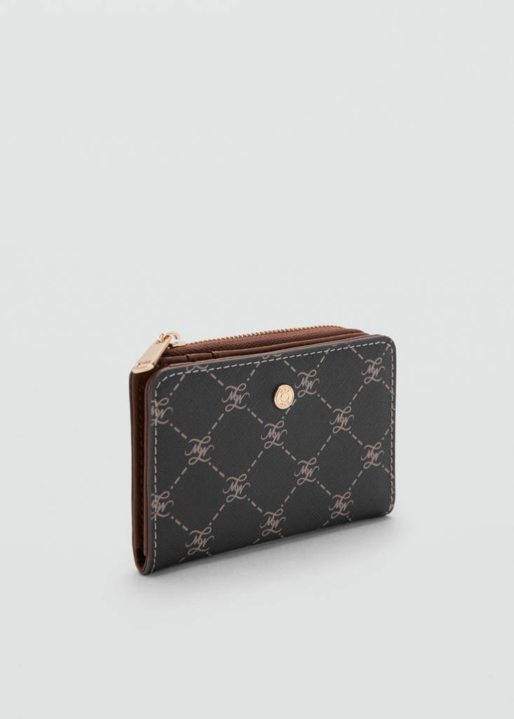 Medium wallet with logo print — Brown