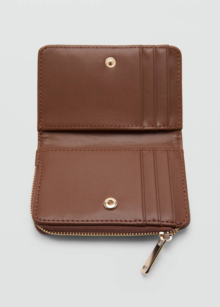 Medium wallet with logo print — Brown
