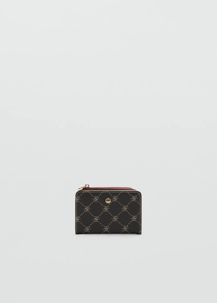 Medium wallet with logo print — Brown