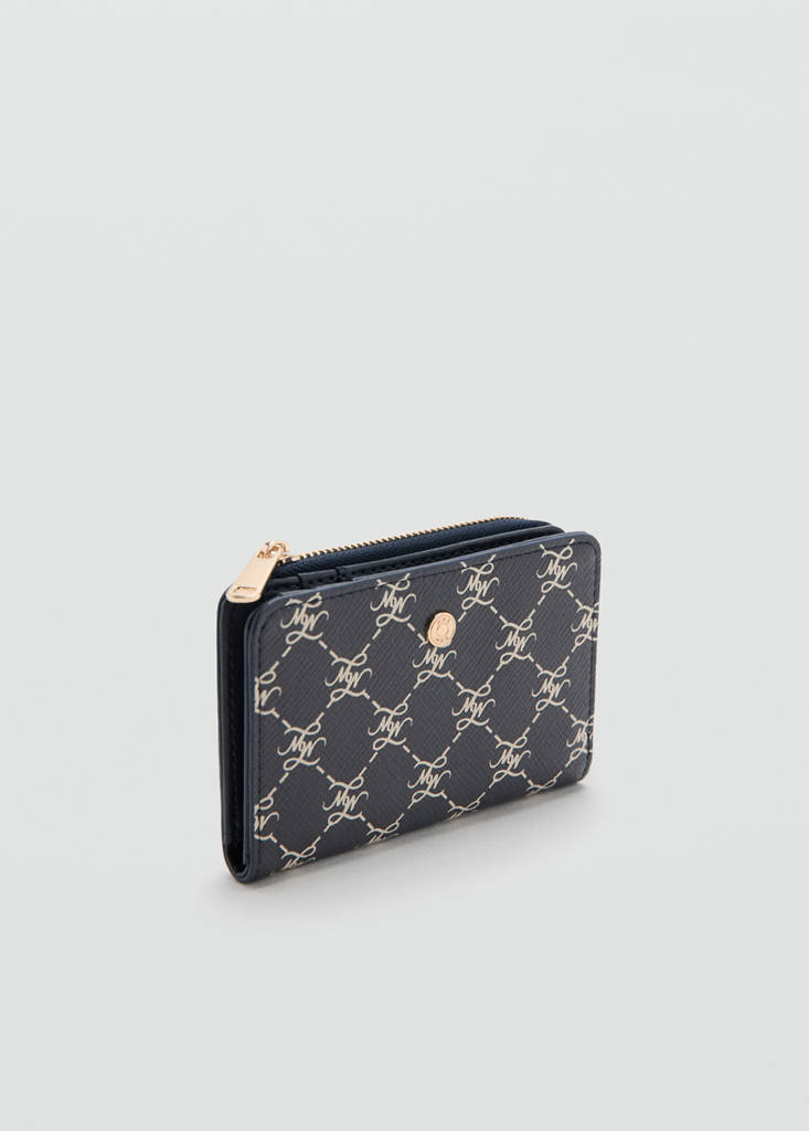 Medium wallet with logo print — Navy