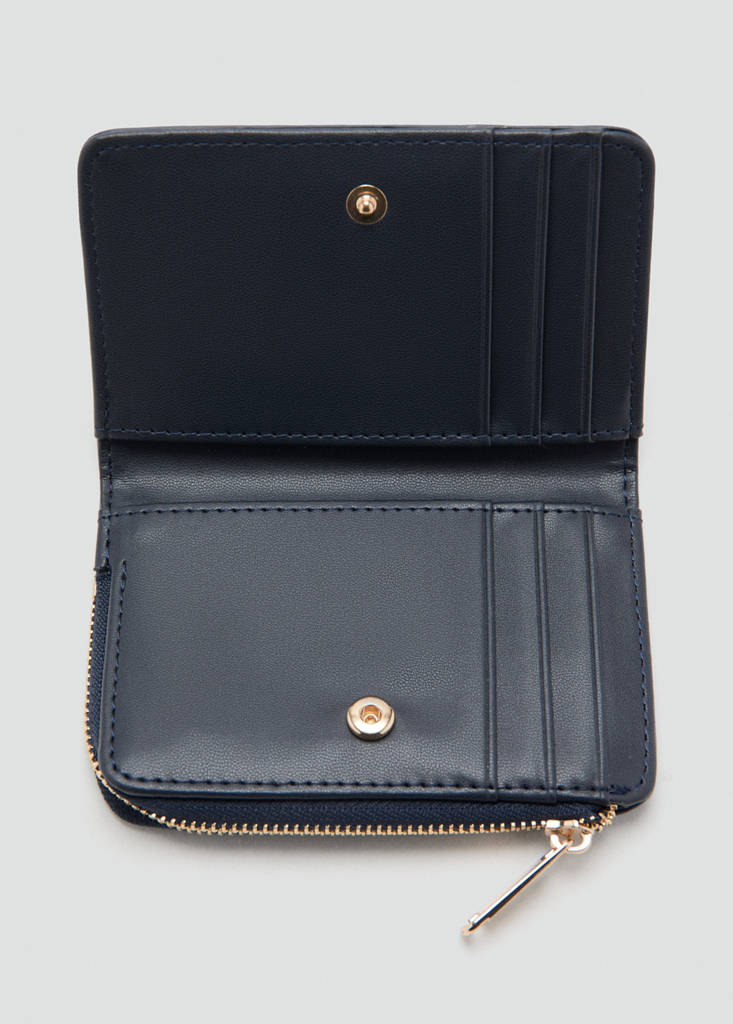 Medium wallet with logo print — Navy