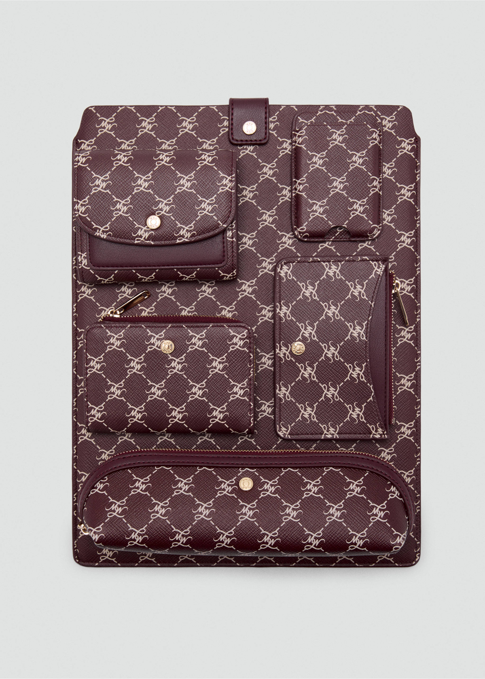 Medium wallet with logo print - Details of the article 2, Burgundy. Ref: 37082912-00.