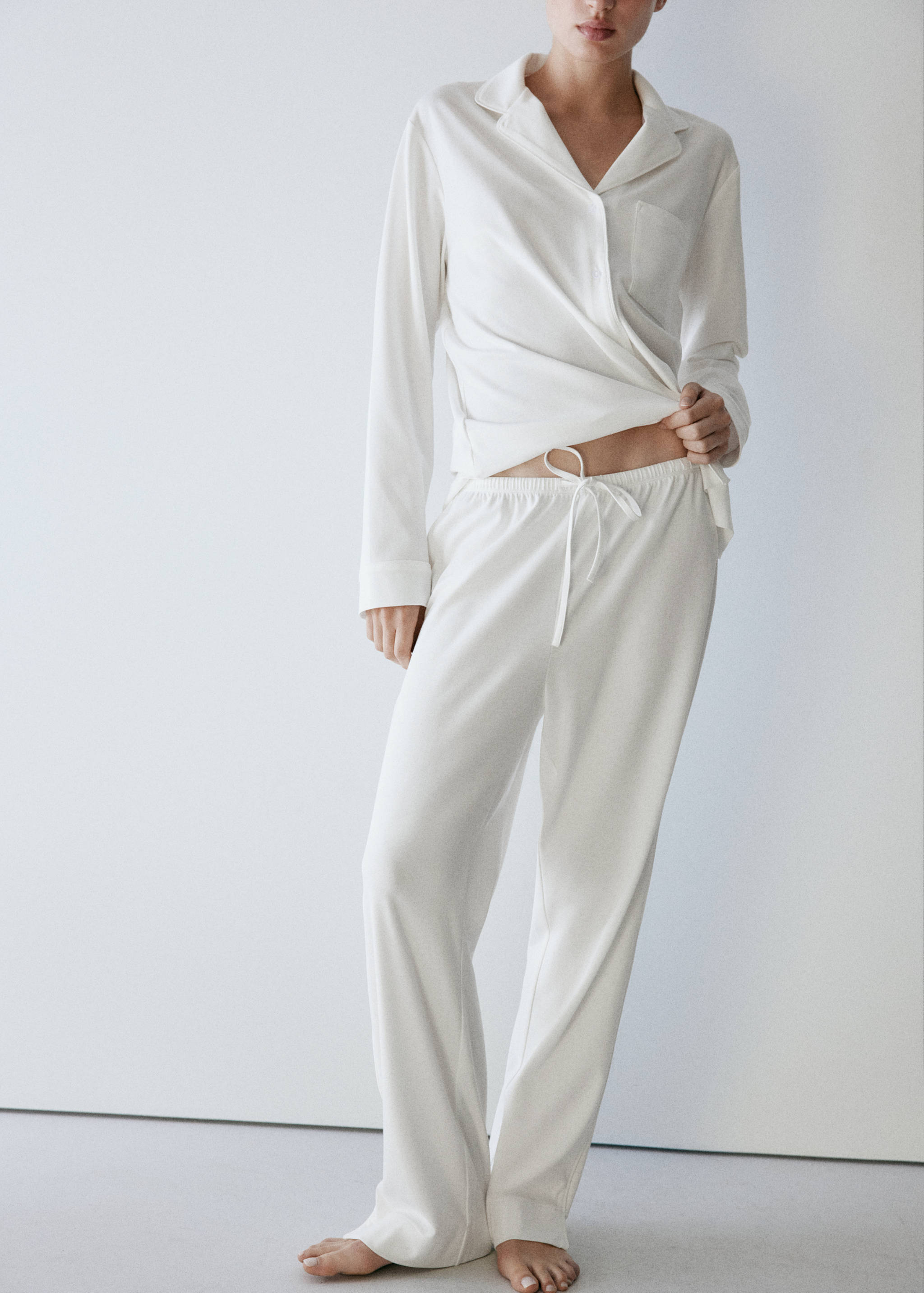 Pantalón pijama algodón elástico cintura ajustable - Plano medio
