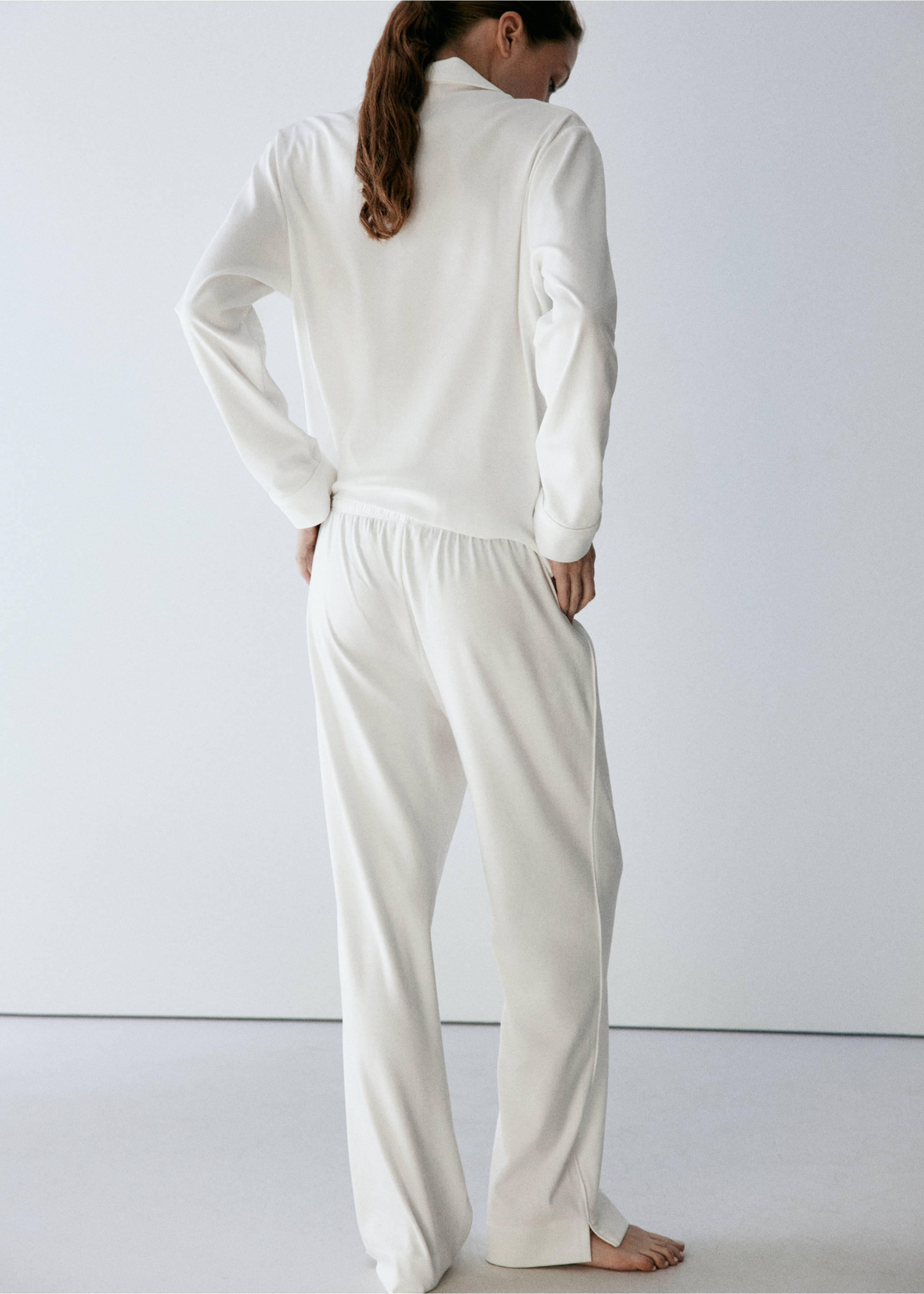 Pantalón pijama algodón elástico cintura ajustable - Reverso del artículo, Blanco. Ref: 37082913-00.