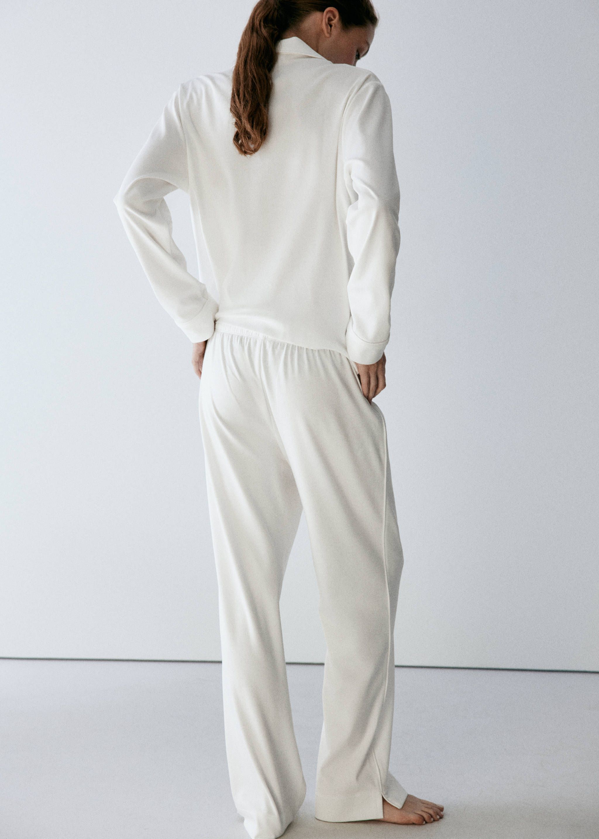 Pantalón pijama algodón elástico cintura ajustable - Reverso del artículo