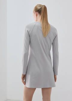 Cotton viscose nightdress with V-neckline — Grey 3