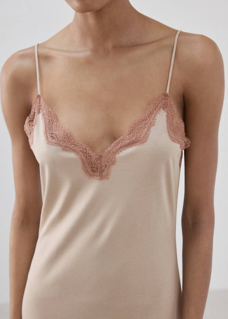 Lyocell cotton lace nightdress — Pink