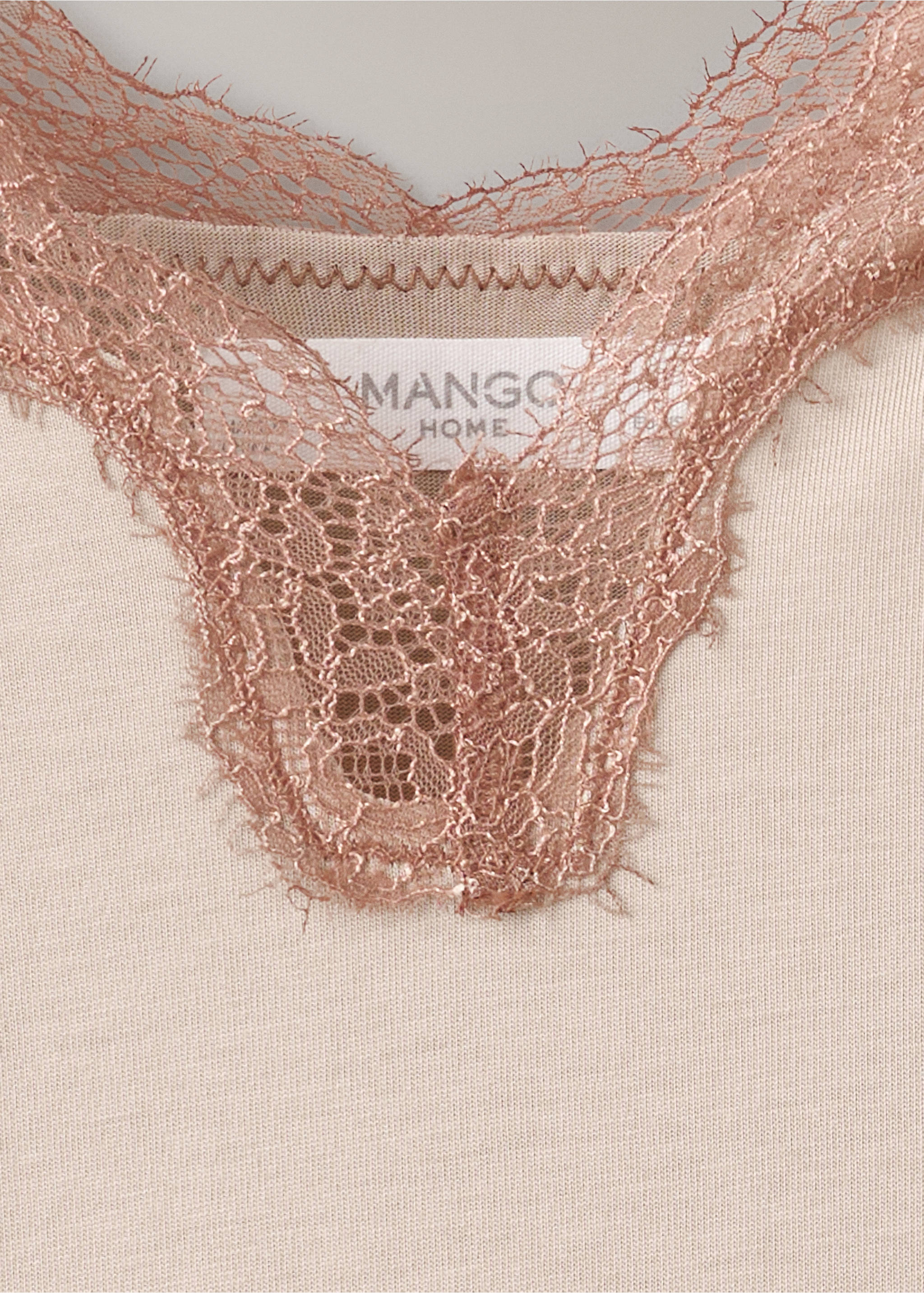 Lyocell cotton lace nightdress - Details of the article 8, Pink. Ref: 37082915-00.