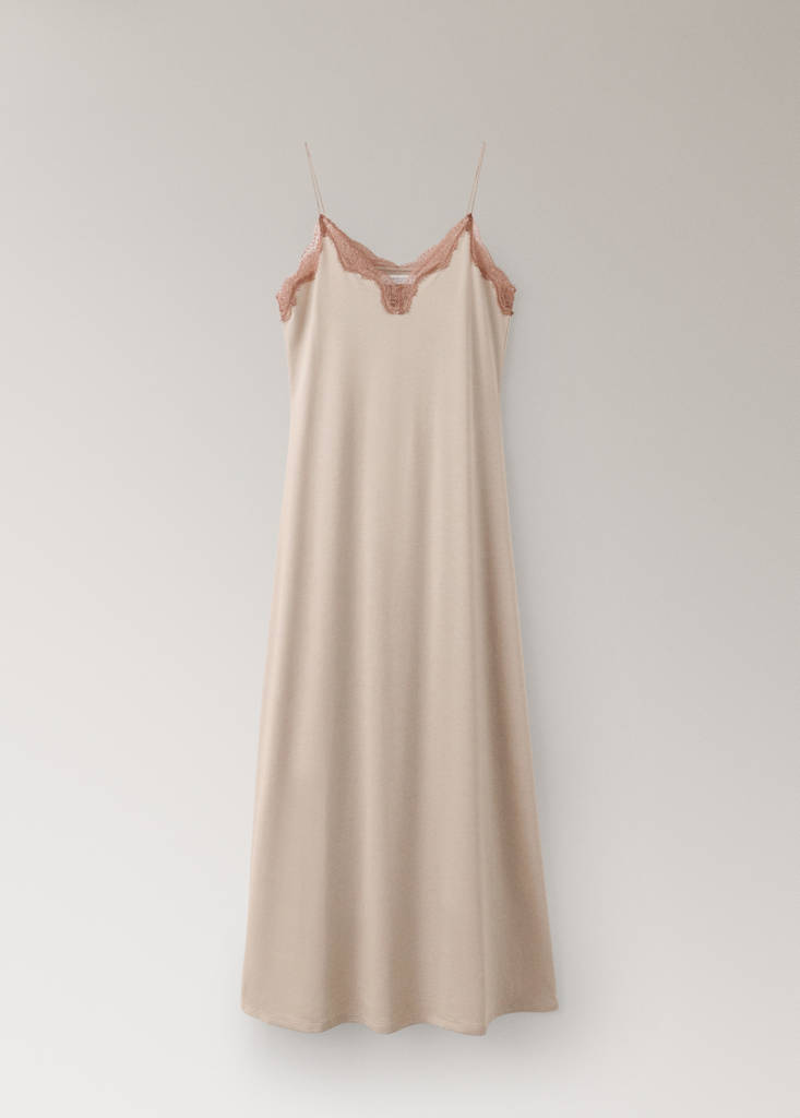 Lyocell cotton lace nightdress — Pink