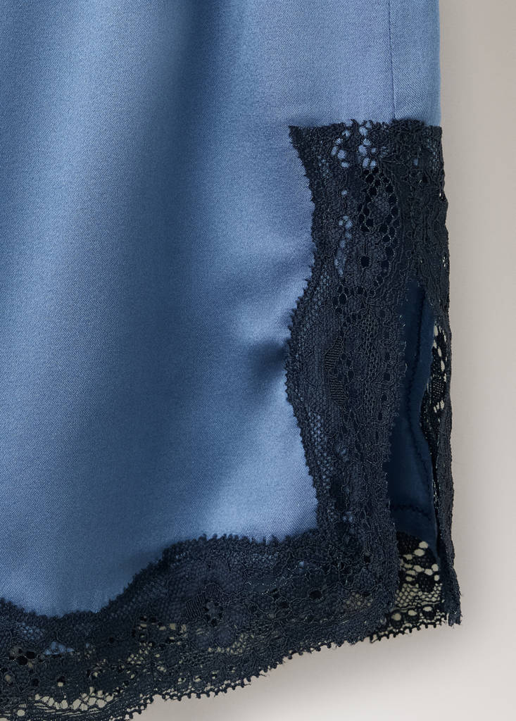 Silk shorts with contrasting lace trim — Blue
