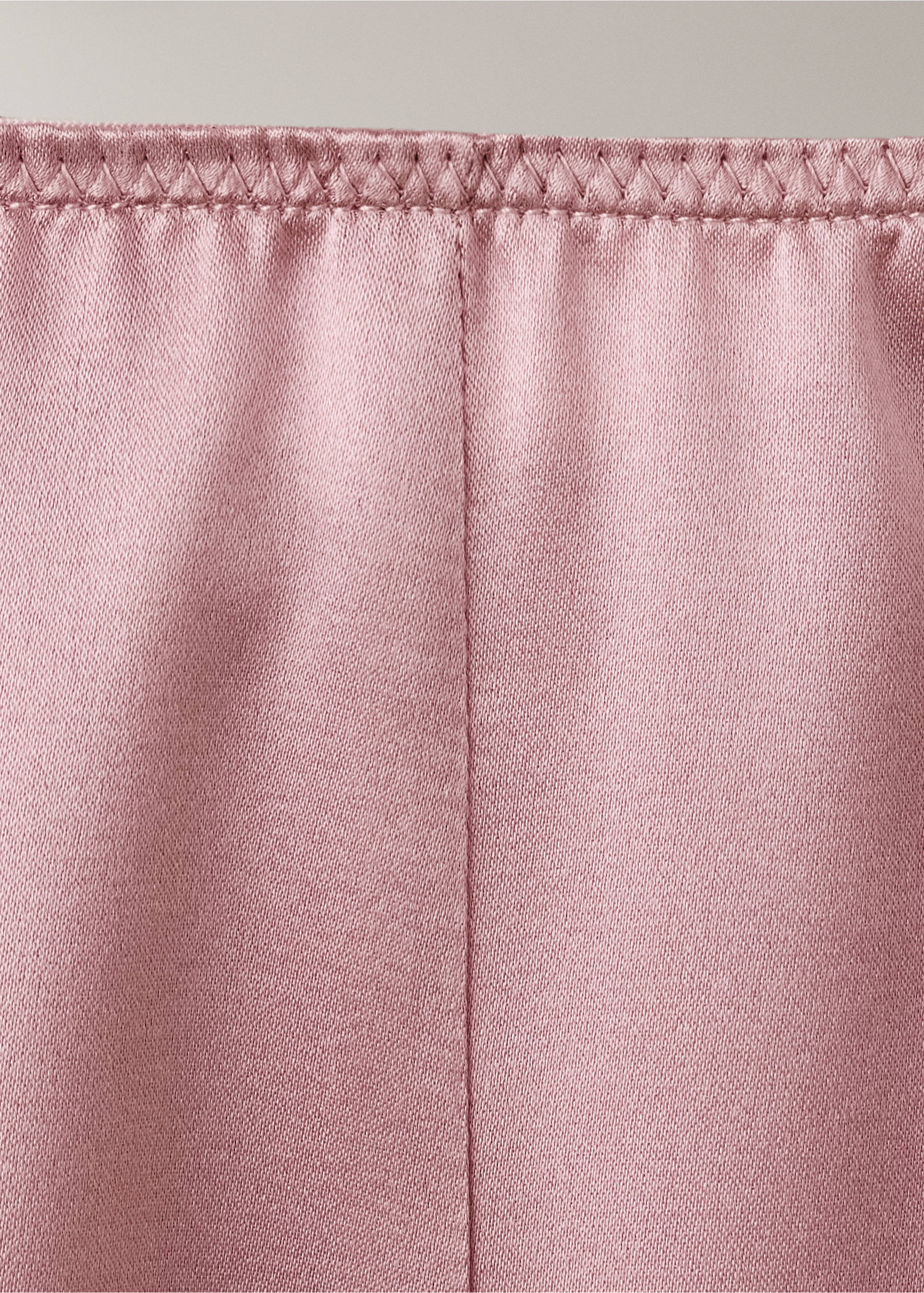 Silk shorts with contrasting lace trim - Details of the article 8, Pastel Pink. Ref: 37082916-00.