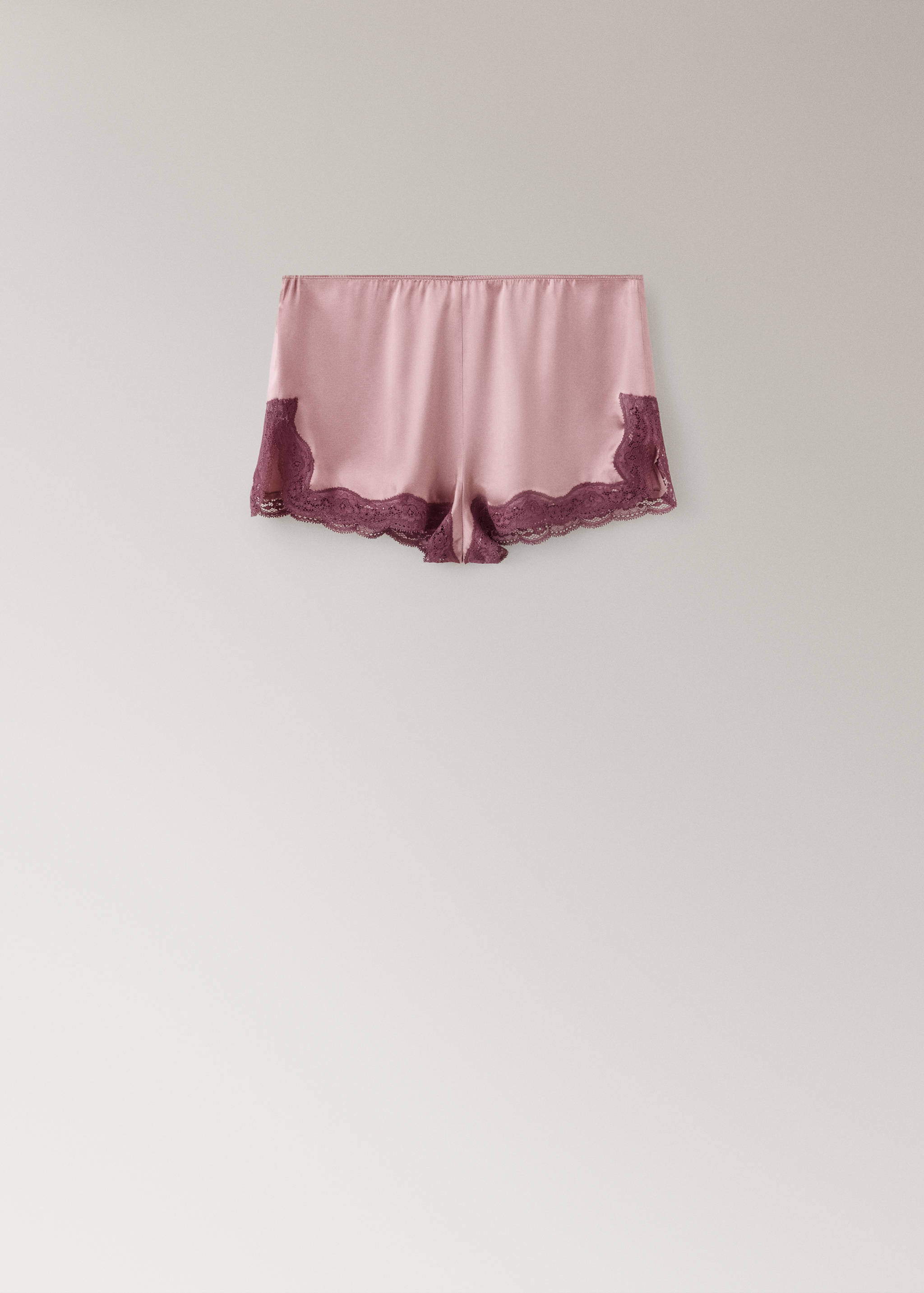 Silk shorts with contrasting lace trim - Article without model