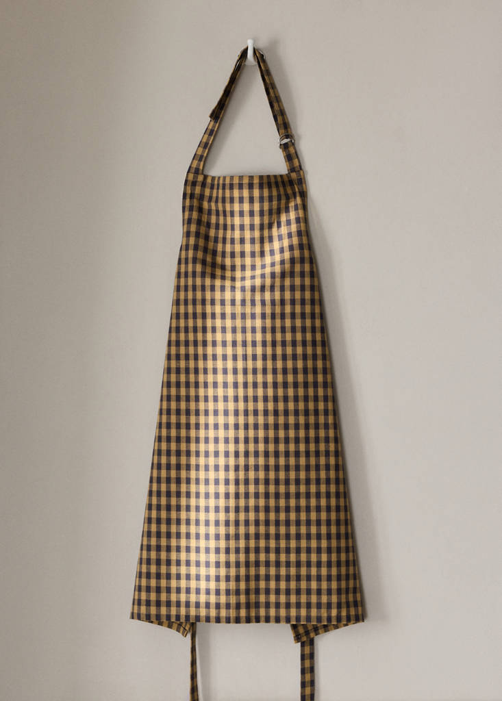 Cotton two-tone checked apron