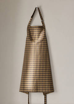 Cotton two-tone checked apron — Mustard 1
