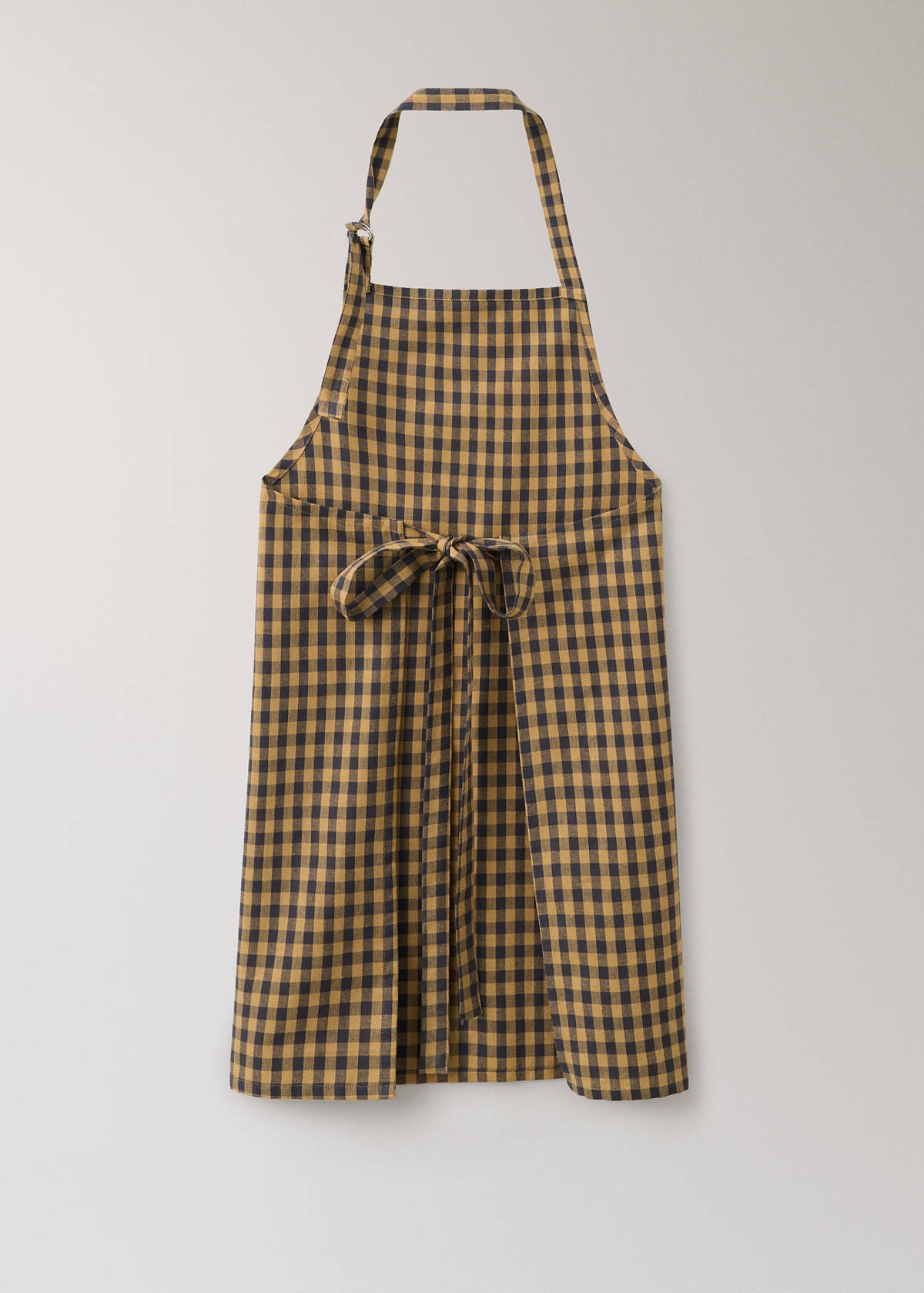 Cotton two-tone checked apron — Mustard