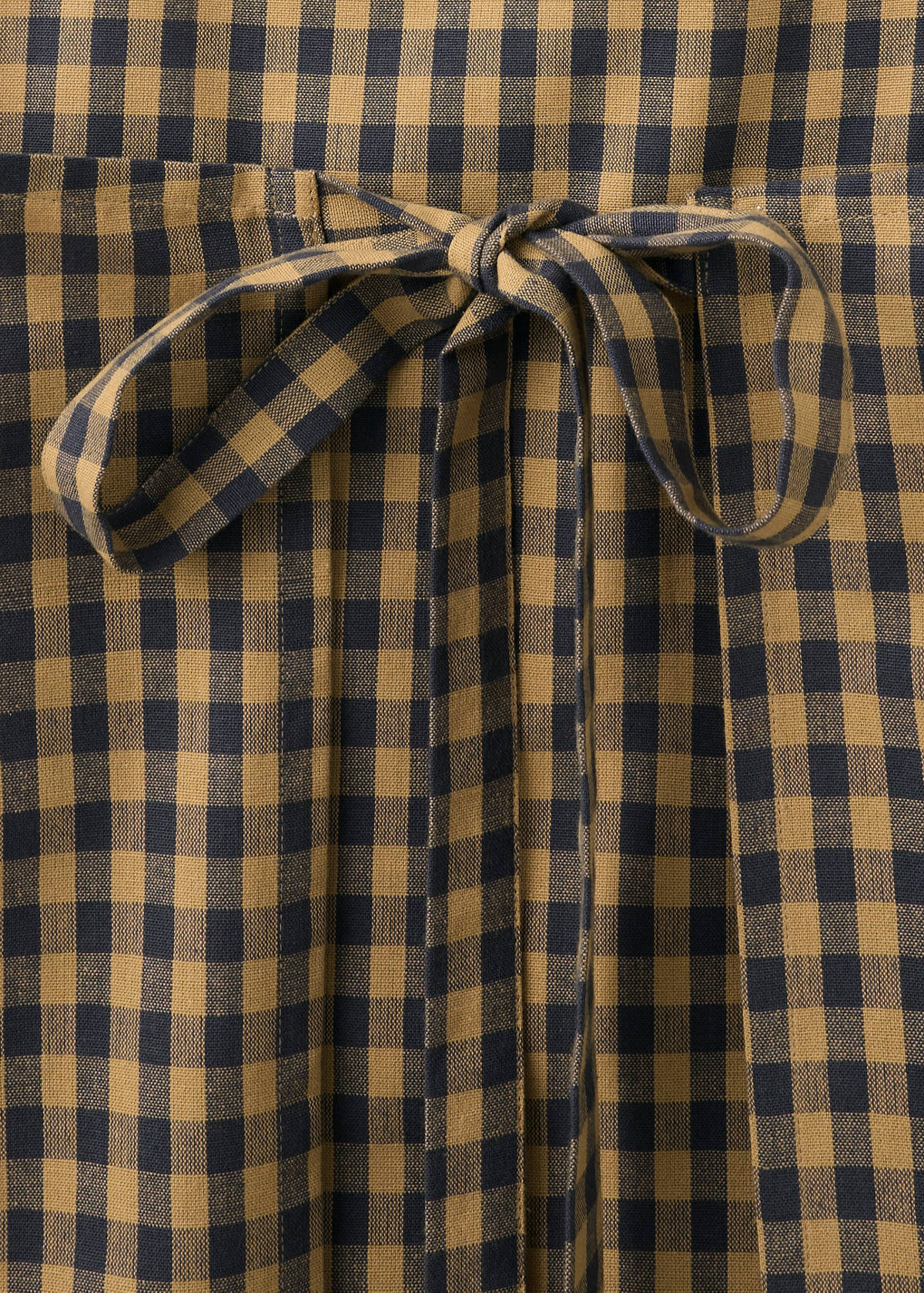 Cotton two-tone checked apron — Mustard