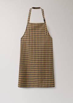 Cotton two-tone checked apron — Mustard 6