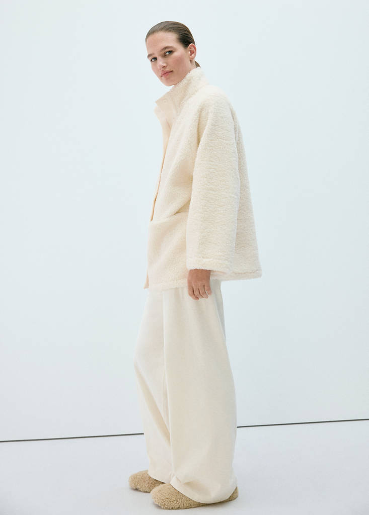 Sherpa buttoned cardigan — Ivory White