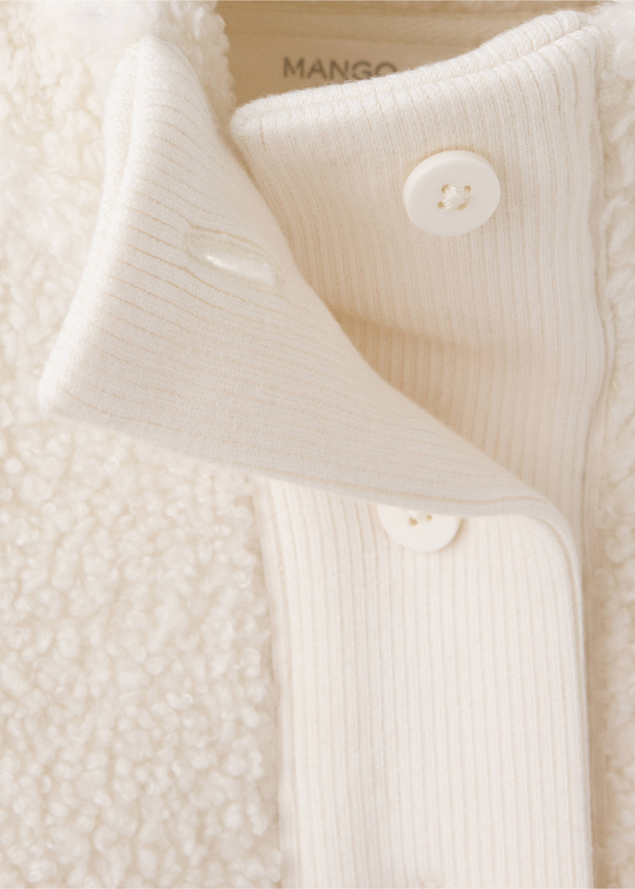 Sherpa buttoned cardigan - Details of the article 0, Ivory White. Ref: 37082924-00.