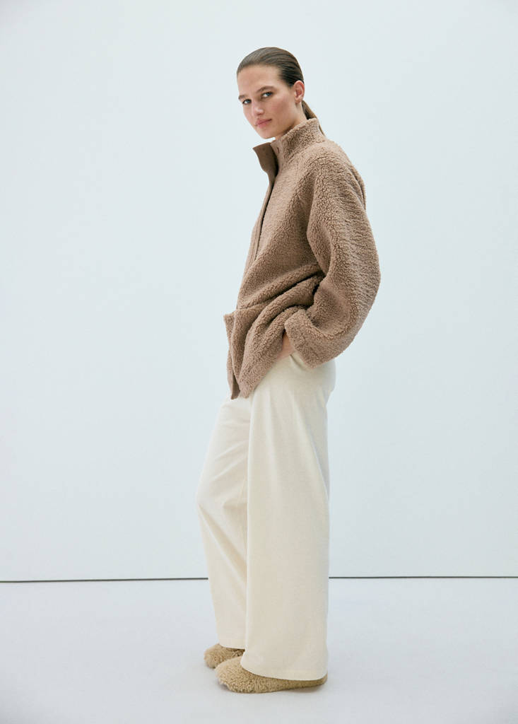 Sherpa buttoned cardigan — Medium Brown