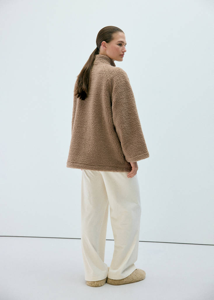 Sherpa buttoned cardigan — Medium Brown