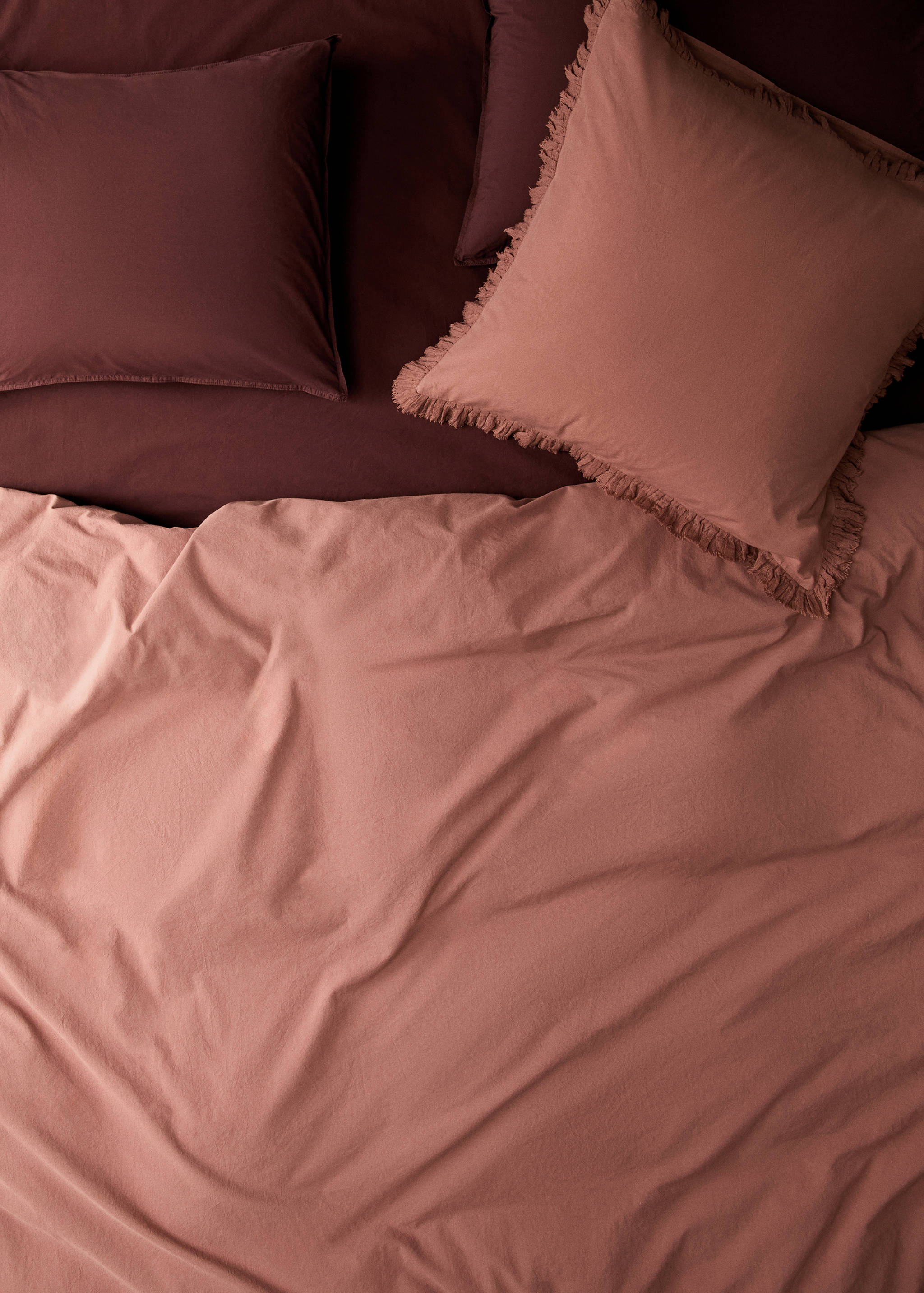 Washed cotton duvet cover with frayed gauze ruffle for 180/200cm bed - Details of the article 7