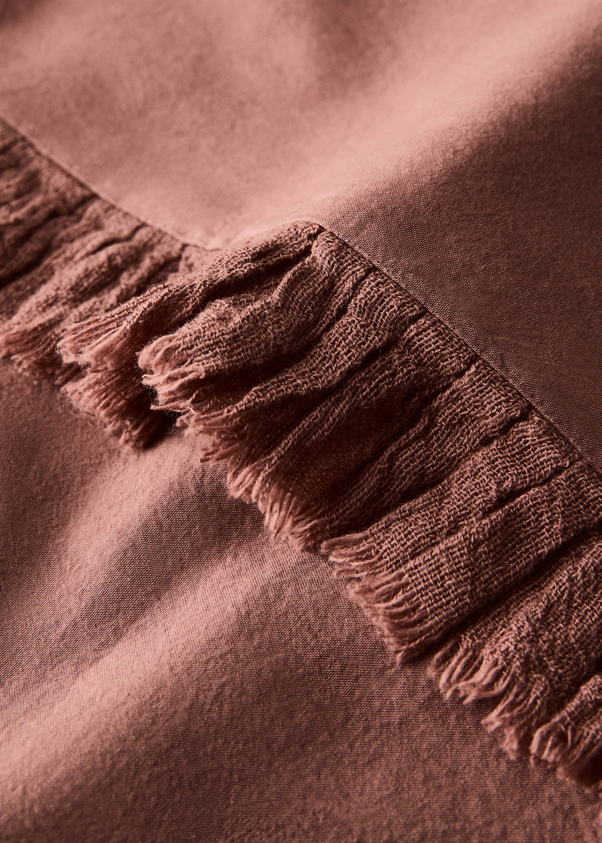 Oberlaken aus gewaschenem Baumwollstoff mit ausgefranstem Gaze-Volant 160x280 cm - Detail des Artikels 1