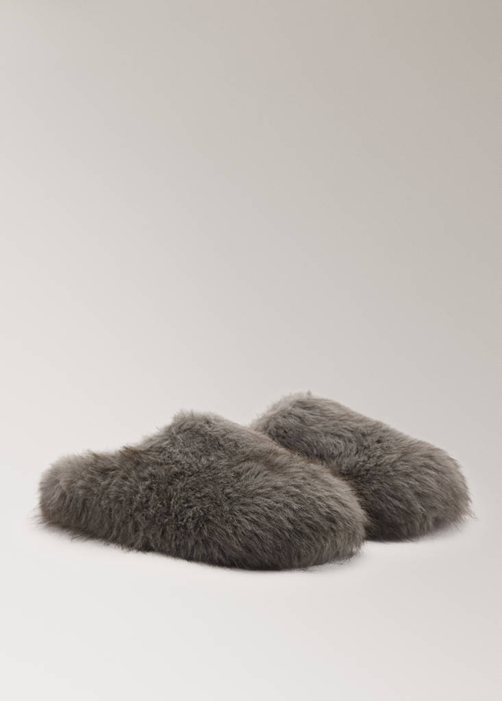 Maxi faux fur slipper — Grey