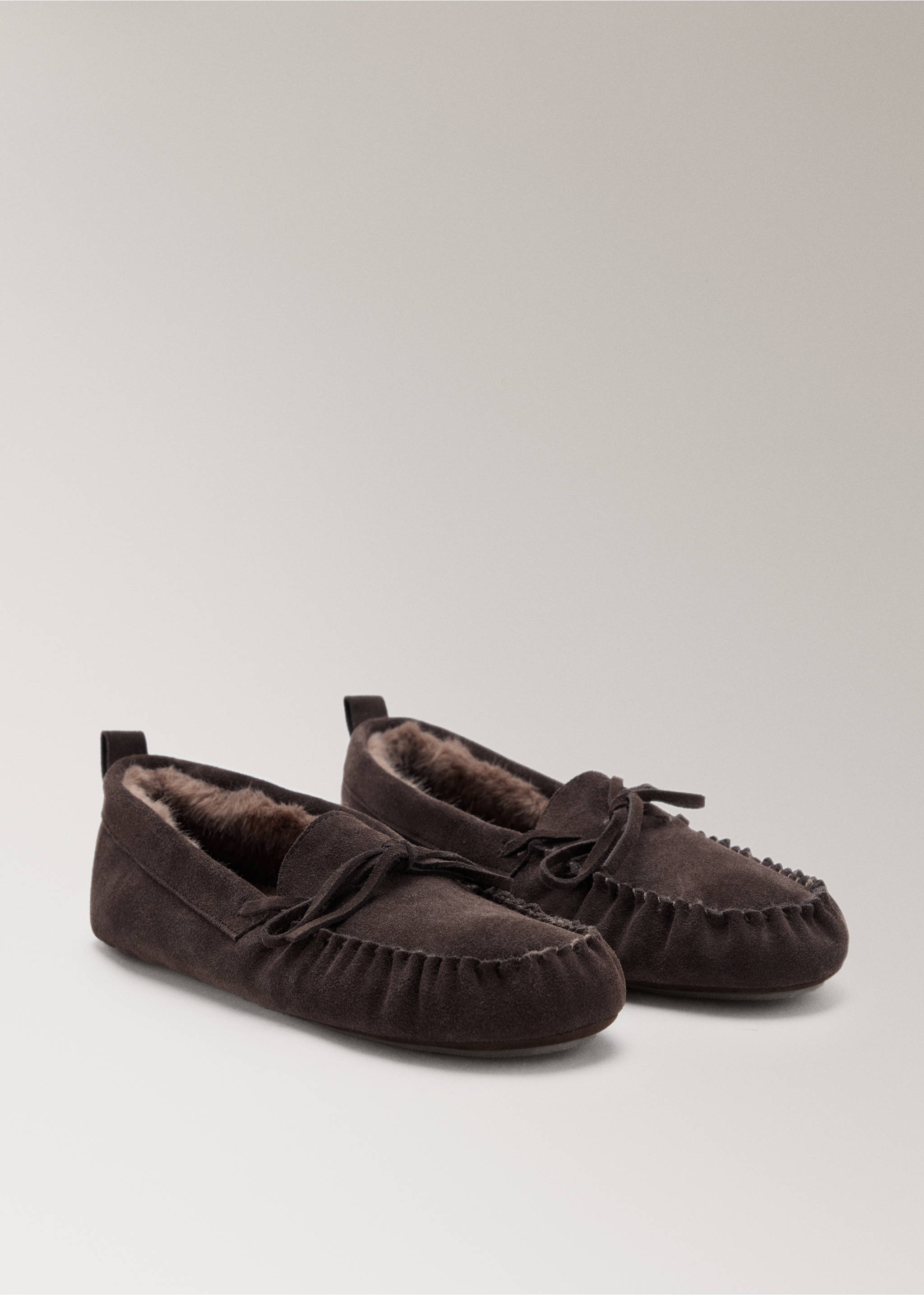 Leather moccasin with fur lining - Medium plane, Brown. Ref: 37082929-00.