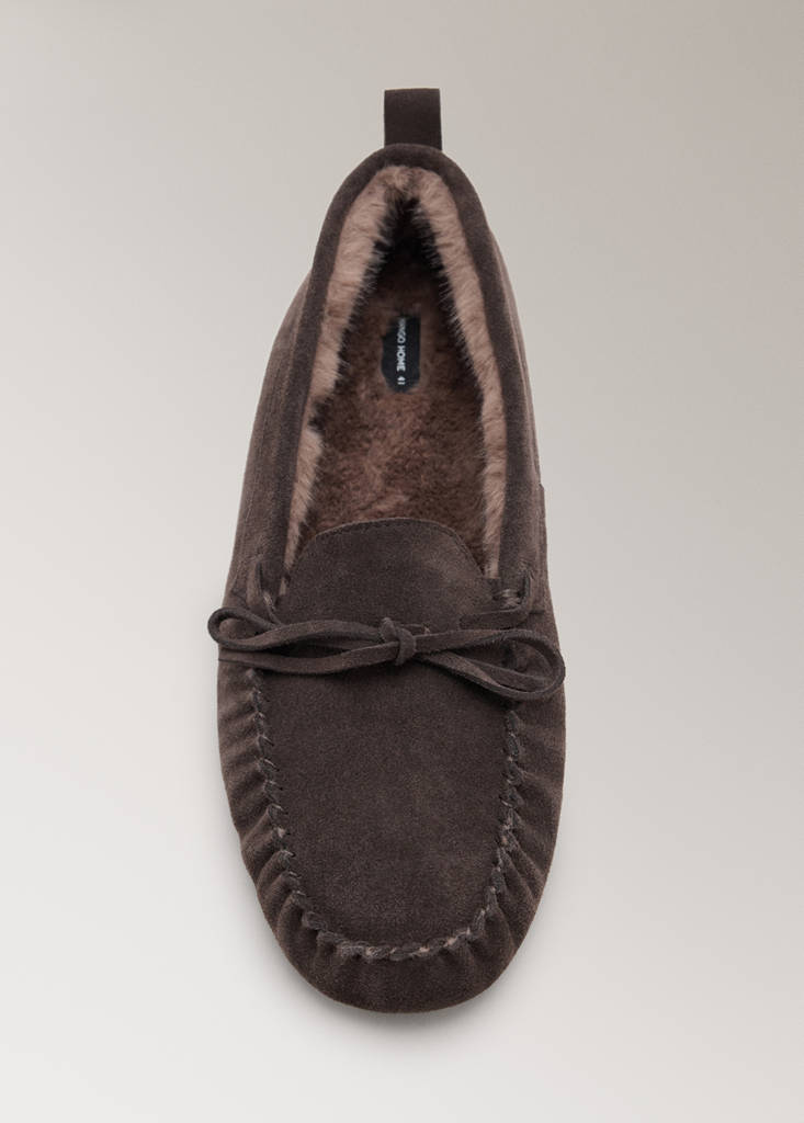 Leather moccasin with fur lining — Brown