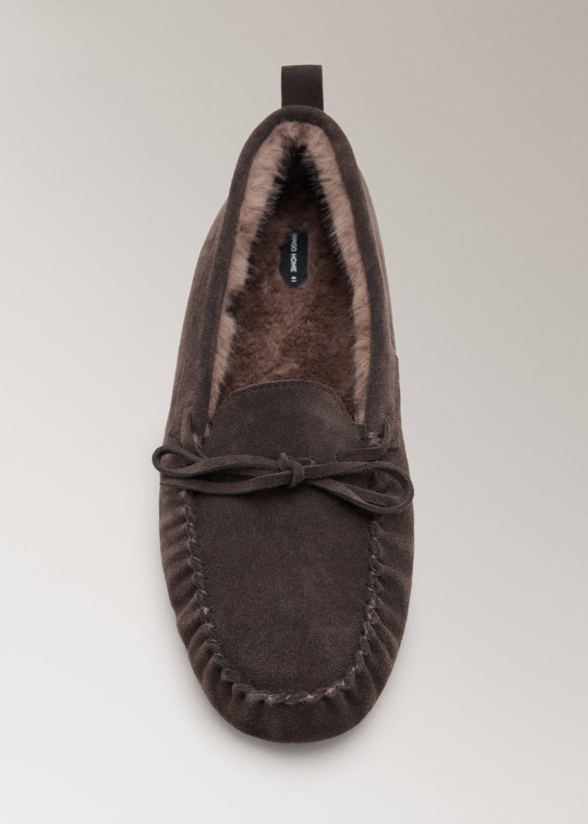 Leather moccasin with fur lining — Brown