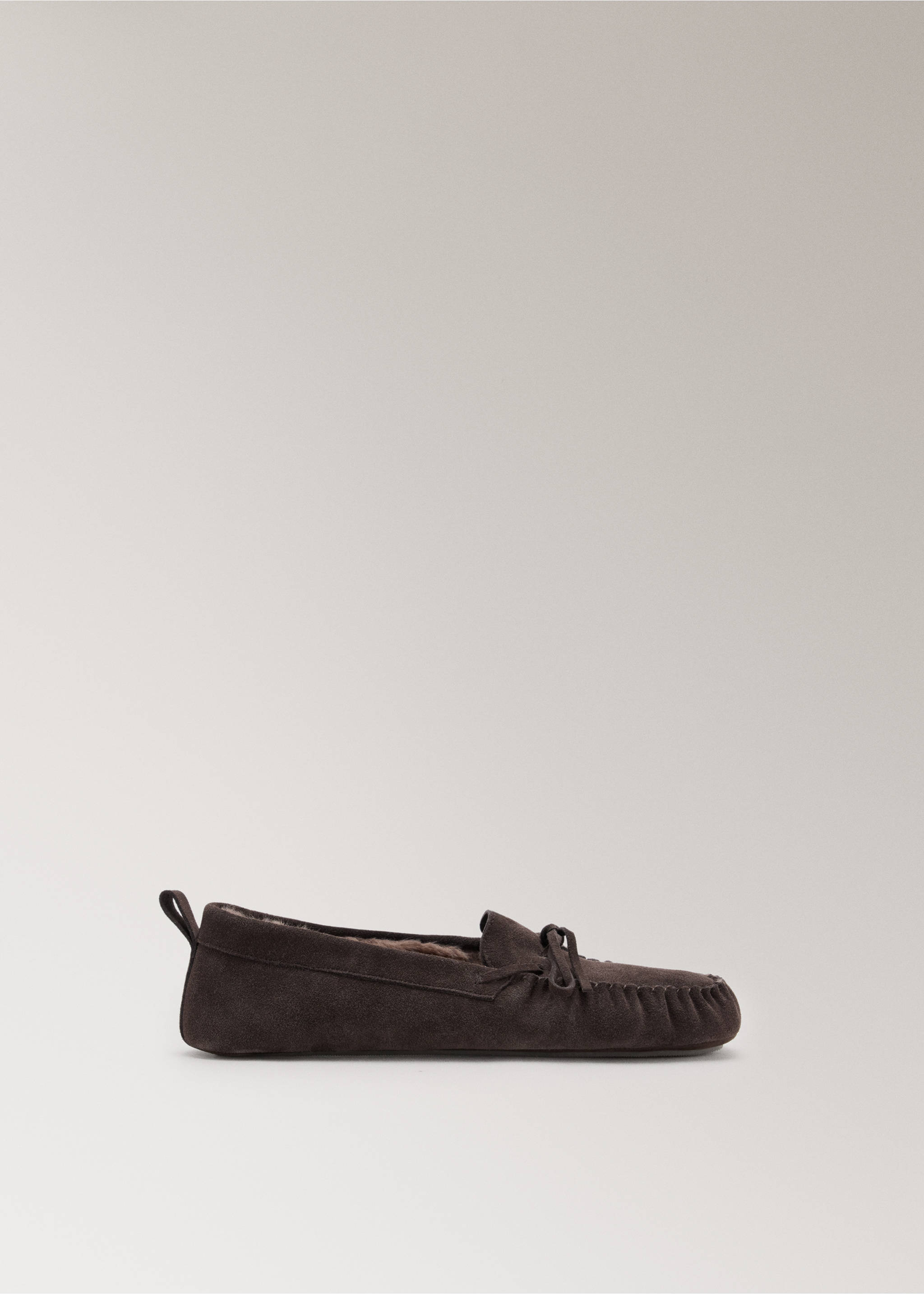 Leather moccasin with fur lining - Article without model, Brown. Ref: 37082929-00.