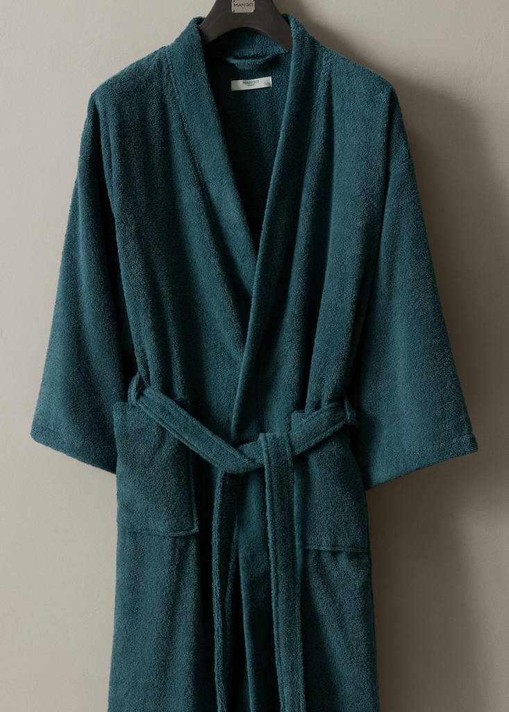 Terry cotton bathrobe — Petrol Blue