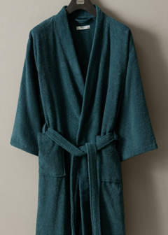 Terry cotton bathrobe — Petrol Blue 1
