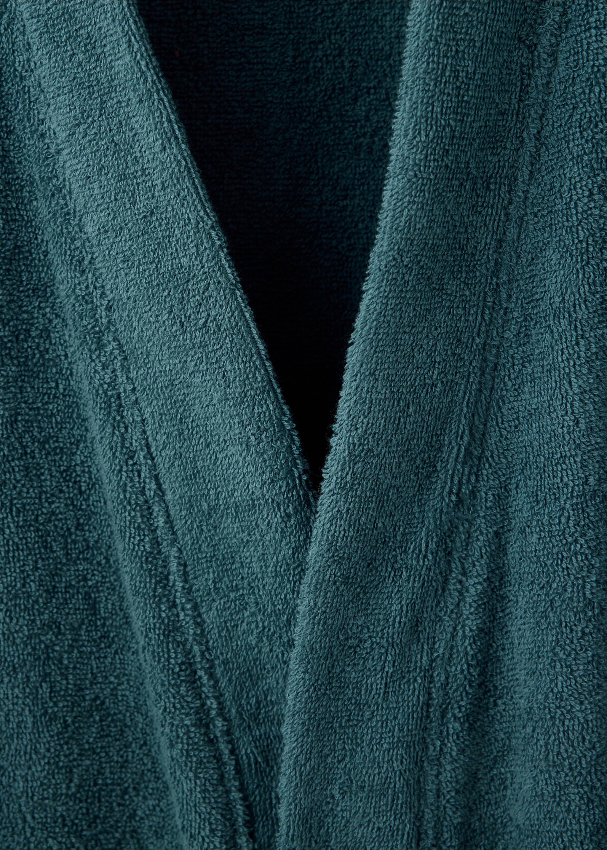 Terry cotton bathrobe - Details of the article 1, Petrol Blue. Ref: 37082930-00.