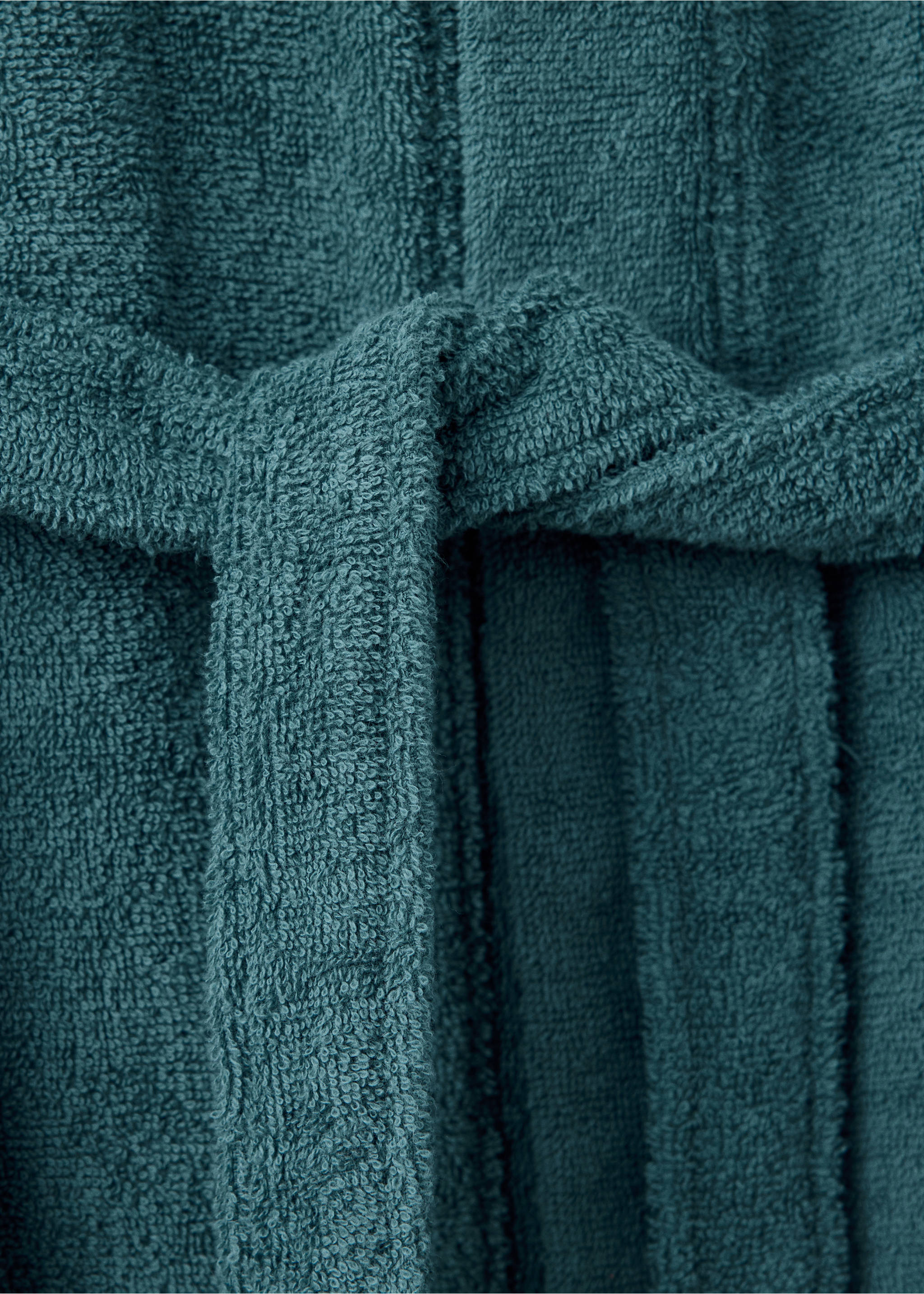 Terry cotton bathrobe - Details of the article 2, Petrol Blue. Ref: 37082930-00.